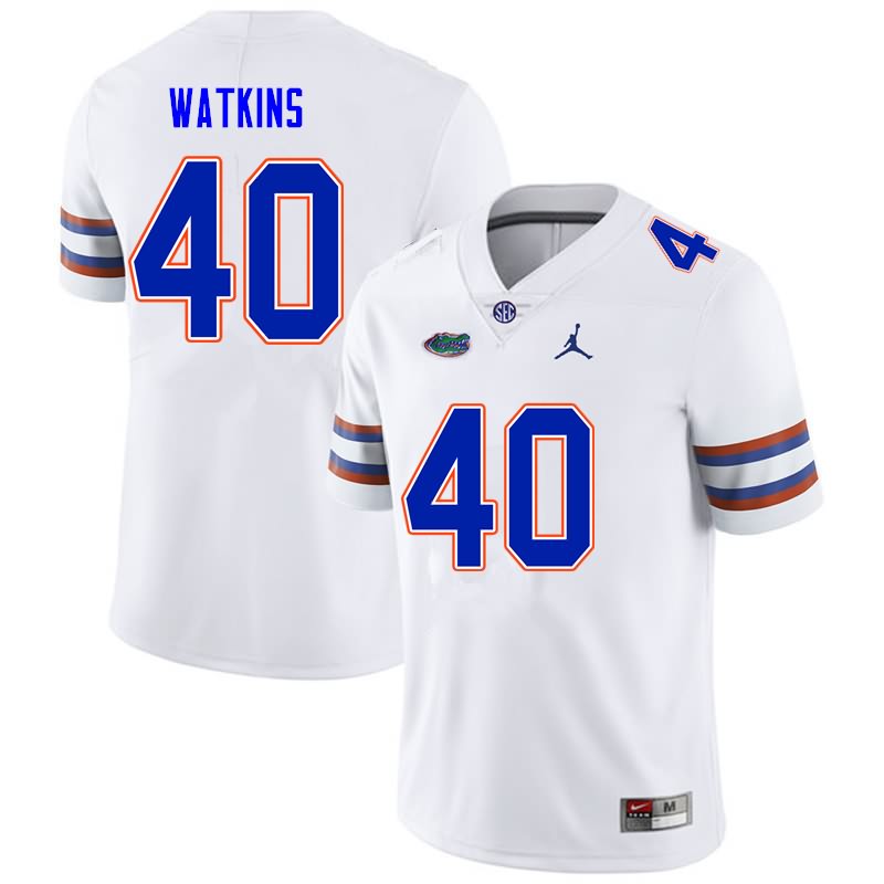 NCAA Florida Gators Jacob Watkins Men's #40 Nike White Stitched Authentic College Football Jersey COZ2064RC